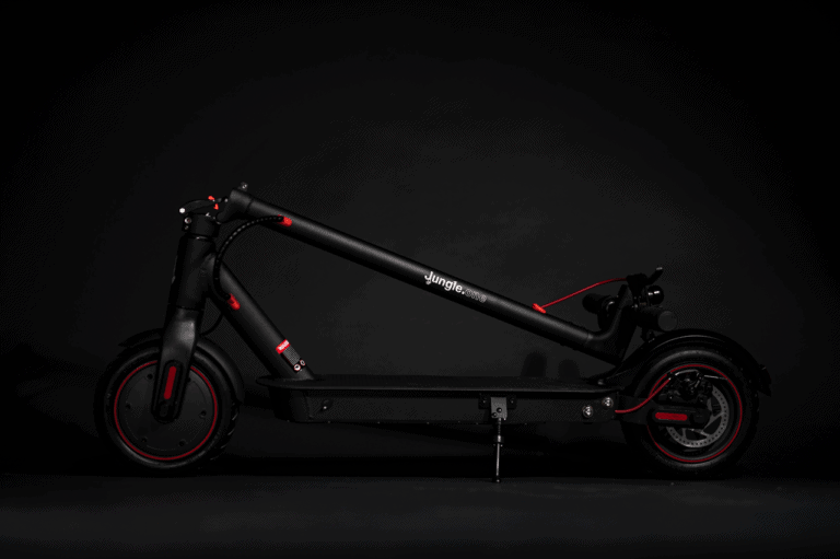 folded black electric scooter from jungle one
