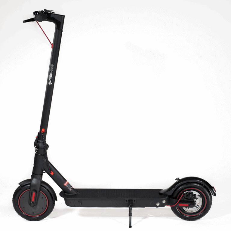 Side angle of the Black Jungle One electric scooter